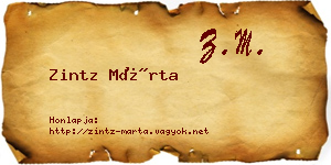 Zintz Márta névjegykártya